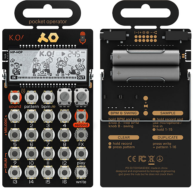 内蔵マイクでサンプリングできるpocket operator新作「PO-33 K.O