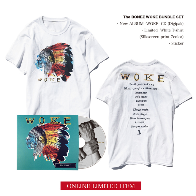 お歳暮 人気 The BONEZ、新作AL『WOKE』＋「Limited T-shirt」セットを限定 ミュージシャン