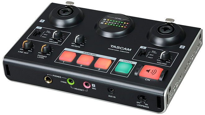 TASCAM、ライブ配信用オーディオインターフェイスにブラックが