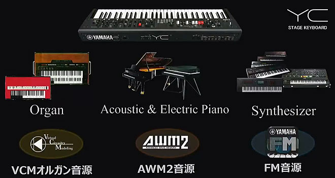 ヤマハ、オルガン音源＆ドローバー搭載のステージキーボードに