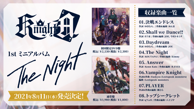Knight A – 騎士A –、ミニアルバム『The Night』収録楽曲の詳細