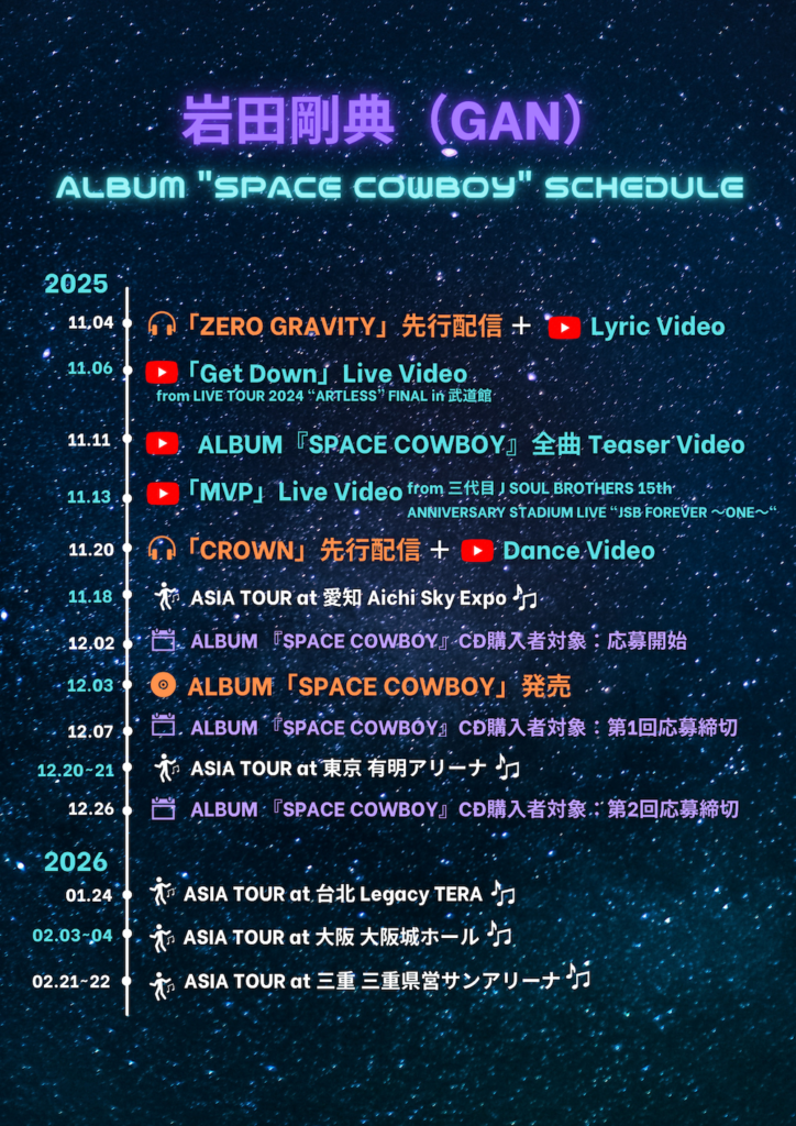 岩田剛典、ツアーテーマ曲「ZERO GRAVITY」本日配信リリース＋リリック