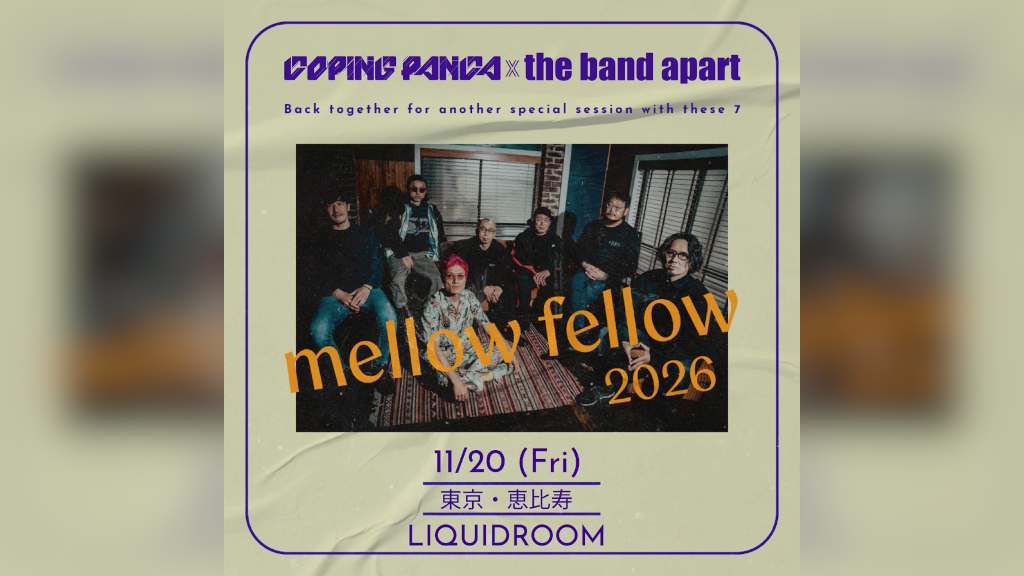 DOPING PANDA、the band apartとの鉄板企画＜mellow fellow 2026＞開催